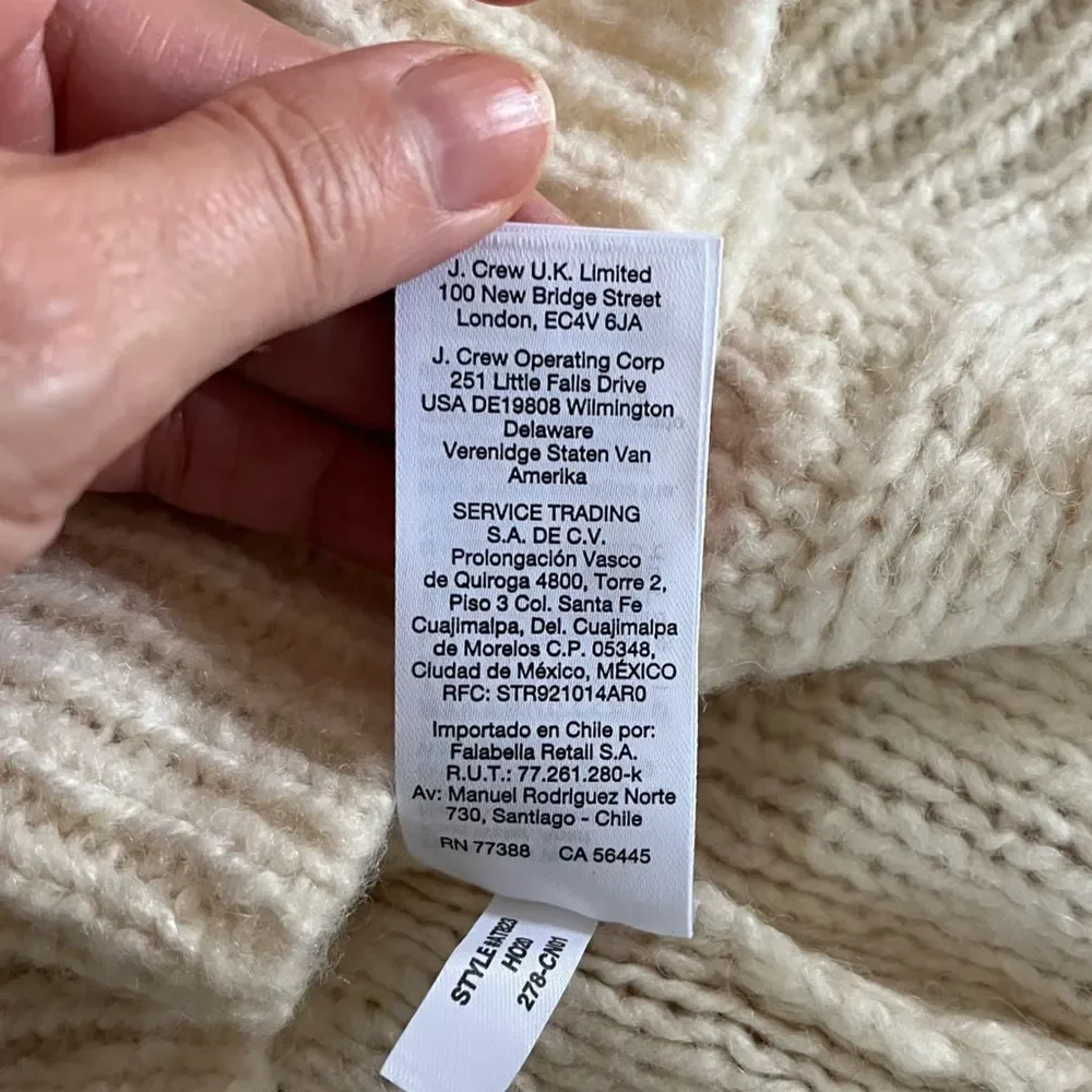 J. Crew Cable-knit Pointelle Sweater with Popcorn Flowers in Warm Ivory S NWT
